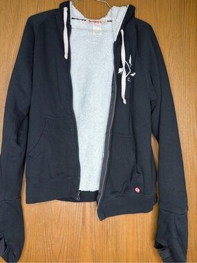 Feejays Women's Black Zip-Up Sherpa Lined Hoodie